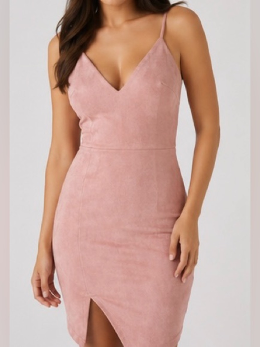 NWT Blush Nude Asymmetrical Slit Dress